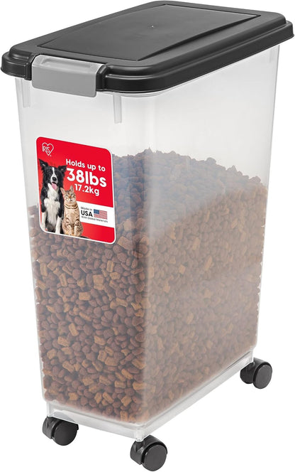 IRIS USA Dog Food Storage Container, Up to 54 lbs, Black, Made in USA