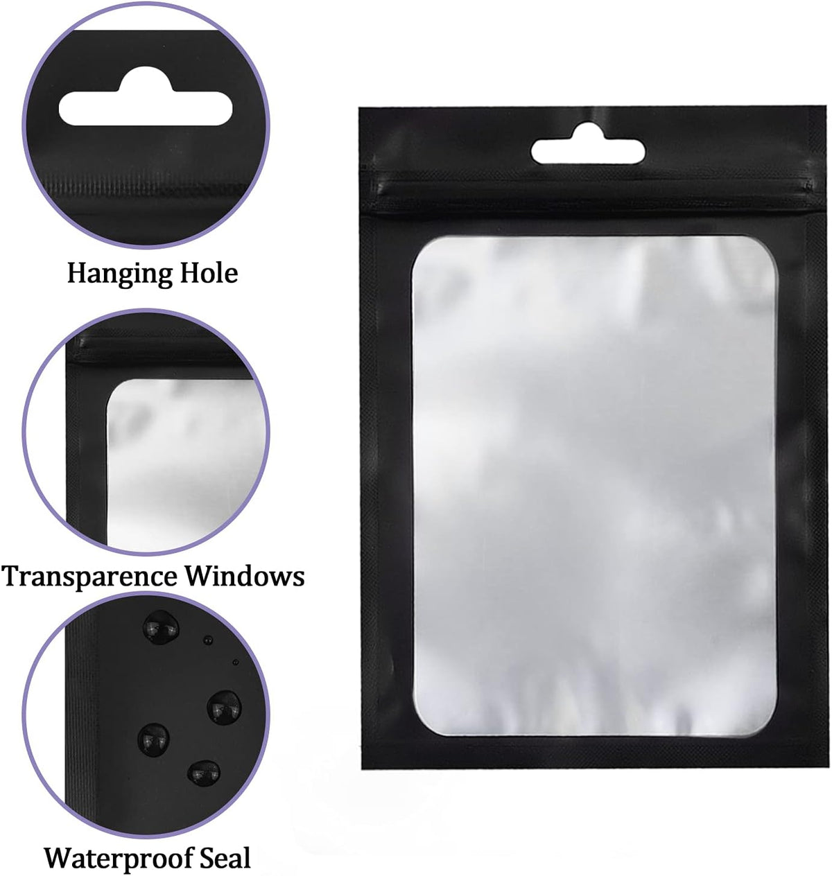 Gwybkq Resealable Bags for Food Storage 350 Pieces (4×6Inch Black)