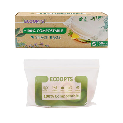 100% Compostable Large Gallon Zip Bag | ECO-Friendly Food Storage Bags | Freezer Bag | Plant-Based BPA-free | Seal well for Fruit,Food and Snack (1, Large)
