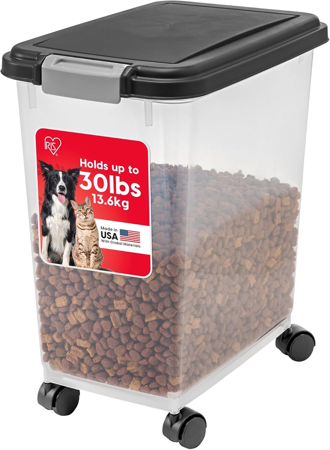 IRIS USA Dog Food Storage Container, Up to 54 lbs, Black, Made in USA
