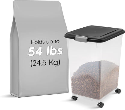 IRIS USA Dog Food Storage Container, Up to 54 lbs, Black, Made in USA