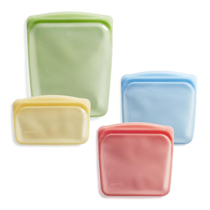 Stasher Premium Reusable Silicone Food Storage Bags, 4-Pack, Clear