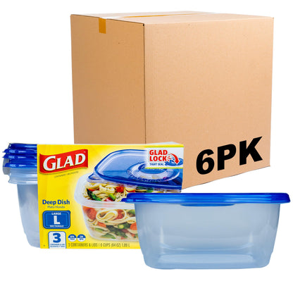 Glad GladWare XL Square Food Storage Containers, 104 Oz, 3 Count