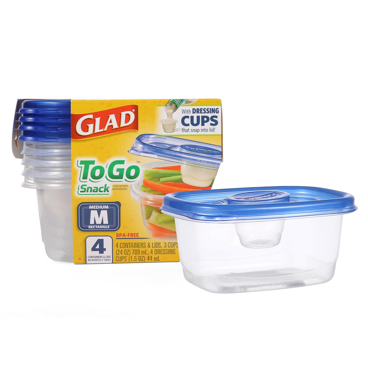 Glad GladWare XL Square Food Storage Containers, 104 Oz, 3 Count