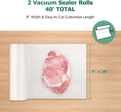 FRESKO 8"x20' Vacuum Sealer Bags for Food, 2 Rolls