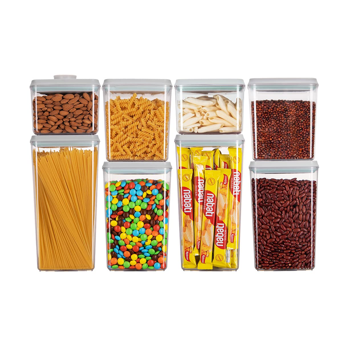 Ankou Airtight Food Storage Container with Pop Lid & 130ml Scoop, 4L/4.2qt *2 BPA-Free Cereal, Rice, Flour, Pasta & Snack Container, Stackable & Durable,Kitchen Pantry Organizer