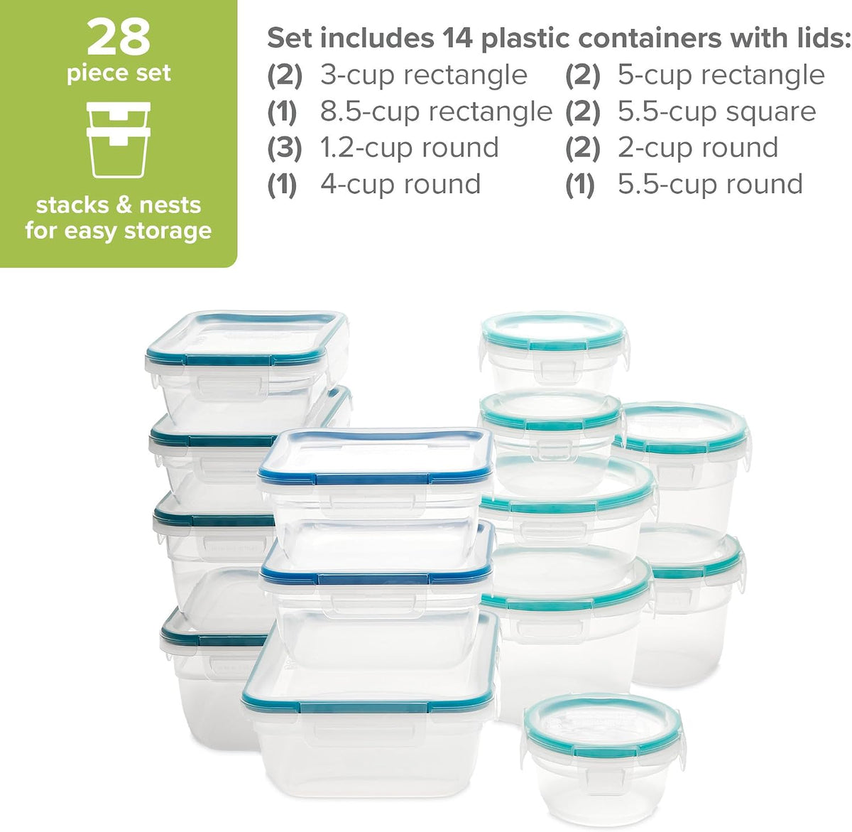 Snapware Plastic Total Solutions (14-Pack, Mixed Sizes) Food Storage Set