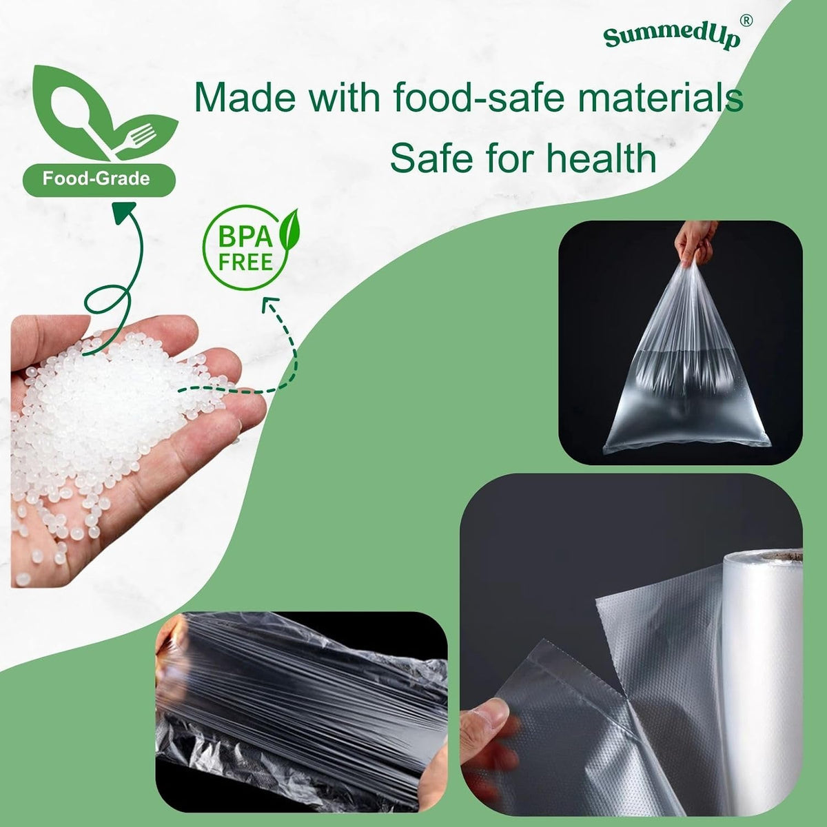 Food Storage Bags 10" x 14" 1 Gallon Clear Plastic Bag Roll Food-grade Plastic Produce Bag roll for lunches, Freezer & Oven-Safe PE bags for Kitchen Use, Fruits, Meat, Sandwich Bags 420/Roll
