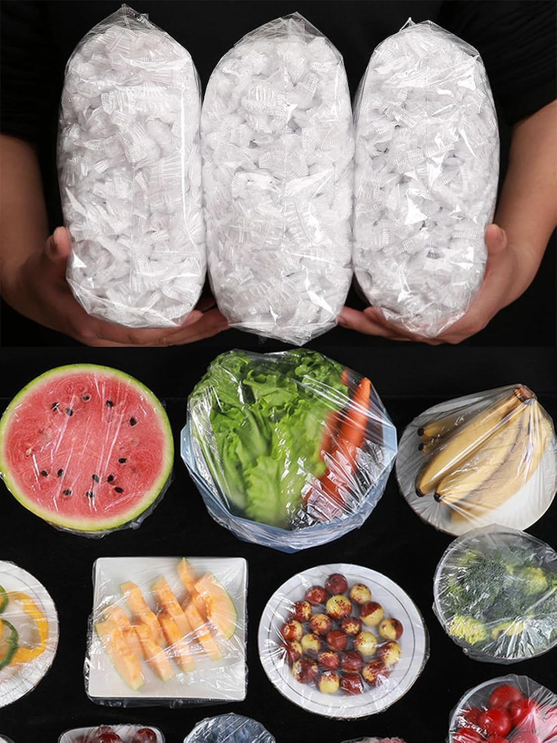 300PCS Elastic Food Covers Fresh Keeping Bags Disposable Stretchable Bowl Covers Universal Kitchen Wrap Seal Bags for Food Storage Bread Proofing and Outdoor Picnics, Adjustable Household Plastic Wrap