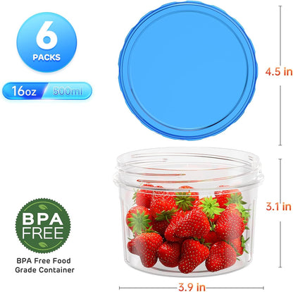 HOMETALL Freezer Storage Containers, [12 Pack-16 Oz] Airtight Plastic