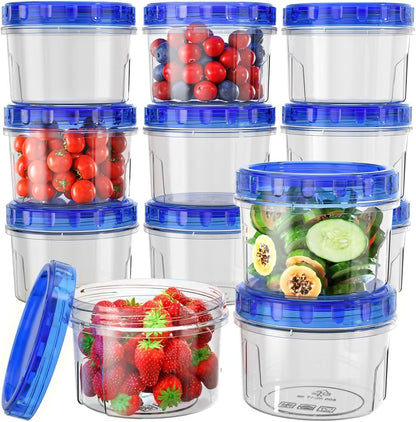 HOMETALL Freezer Storage Containers, [12 Pack-16 Oz] Airtight Plastic