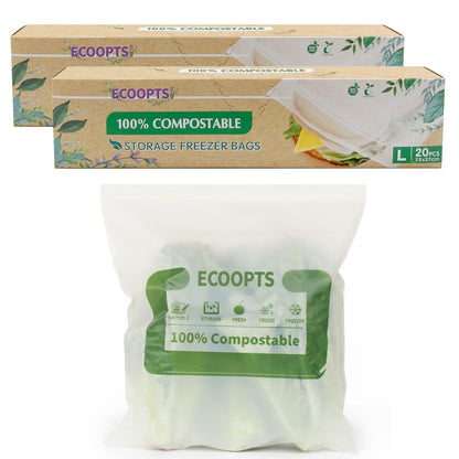 100% Compostable Large Gallon Zip Bag | ECO-Friendly Food Storage Bags | Freezer Bag | Plant-Based BPA-free | Seal well for Fruit,Food and Snack (1, Large)
