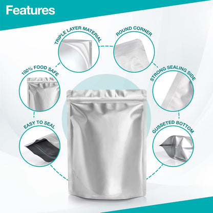 50 PCS 1 Gallon Mylar Bags for Long Term Food Storage
