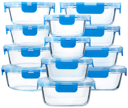 M MCIRCO 24 Piece Glass Food Storage Containers with Lids,Gray