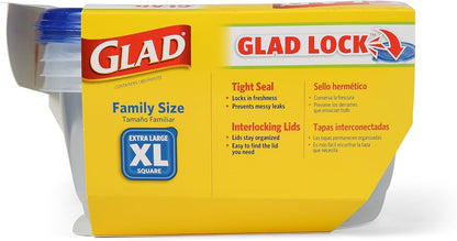 Glad GladWare XL Square Food Storage Containers, 104 Oz, 3 Count