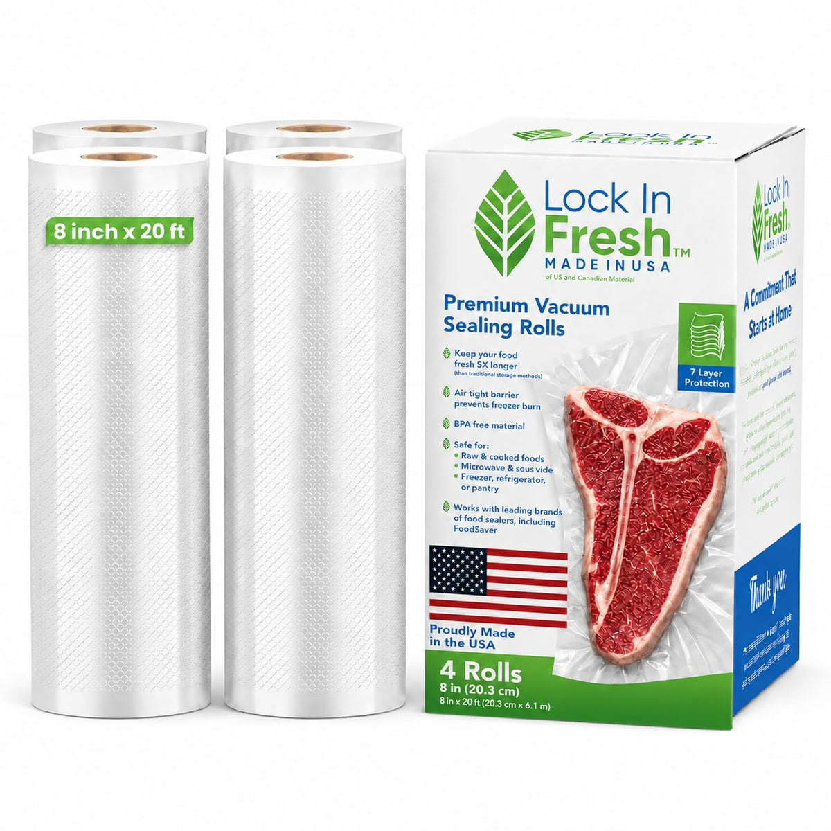 Vacuum Sealer Bags for Food, Heavy Duty Food Saver Bag Rolls