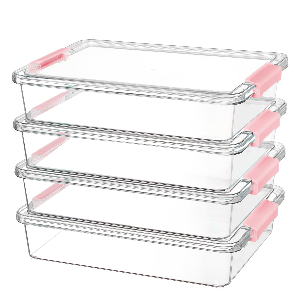 Vtopmart 4 Pack 6 Qt Plastic Storage Bins with Lids, Clear Sensory Bins
