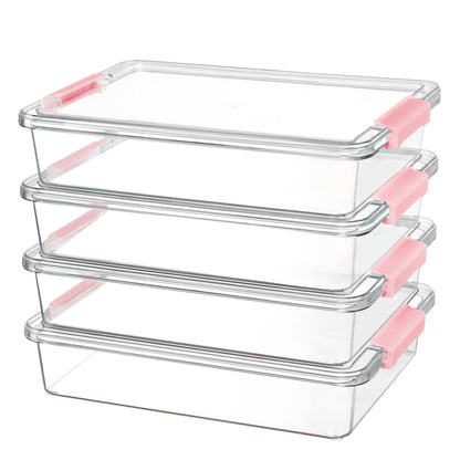 Vtopmart 4 Pack 6 Qt Plastic Storage Bins with Lids, Clear Sensory Bins
