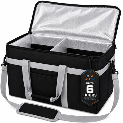 Bodaon Insulated Food Delivery Bag, XXXL Reusable Warming Bag, Black, 1Pk