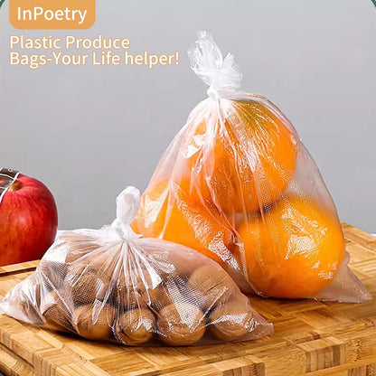 Food Storage Bags, 12" x 16" Clear Plastic Produce Bags, for Food, Fruit, Vegetable, Kitchen, Refrigerator Storage, 350 Bags/Roll (1 Roll)