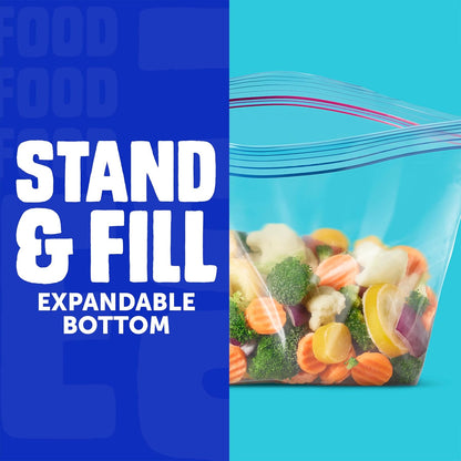 Ziploc Half Gallon Freezer Bags, Food Storage, Easy Open & Close, 40 Count