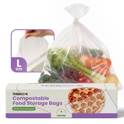 9 * 14''Compostable Food Storage Bags Freezer and Leak Proof for Bread, Dough, Injera, Fruit,Veg