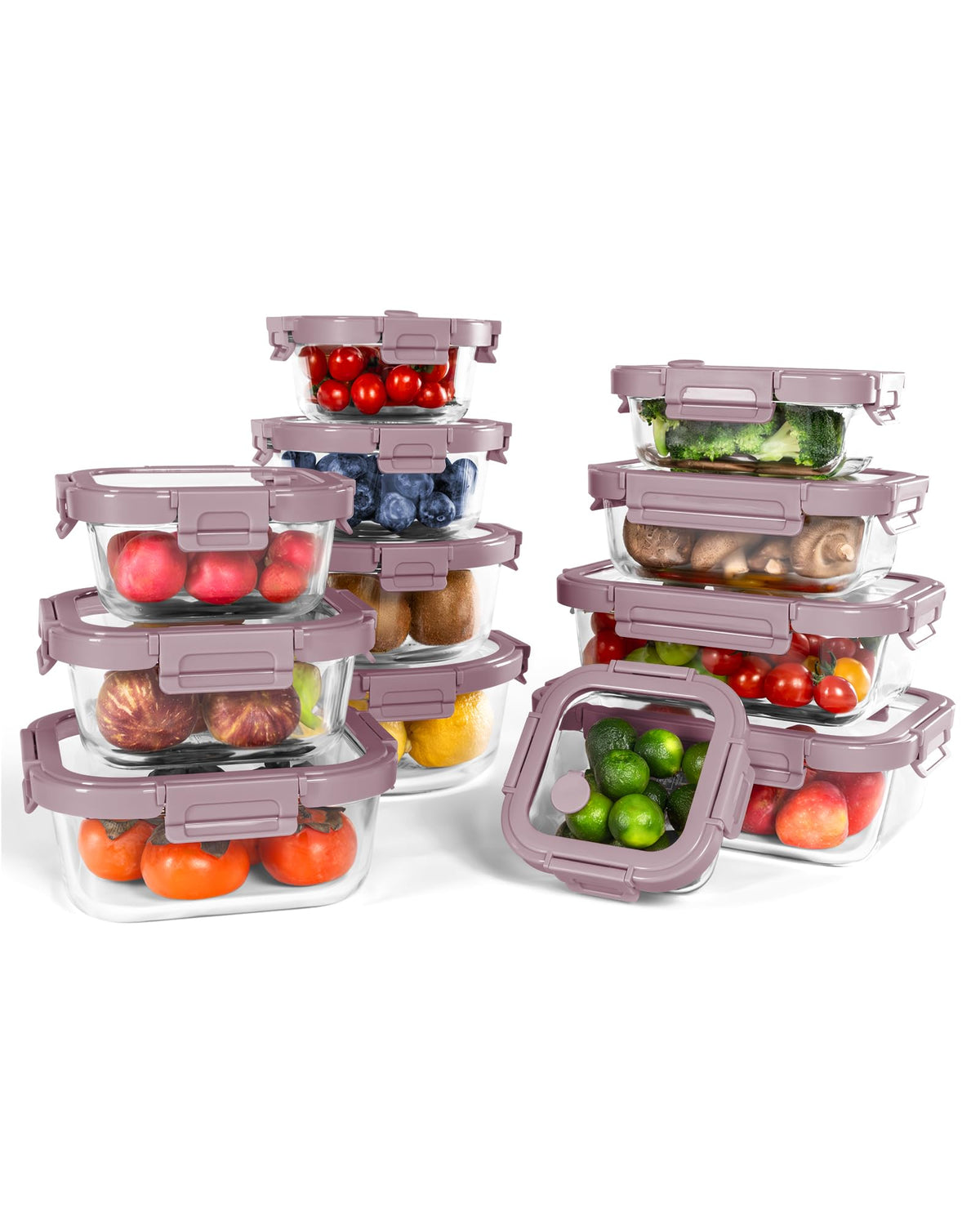 10-Pack Glass Food Storage Containers with Tempered Glass Lids – Borosilicate, Airtight, Oven-Safe (-4°F~950°F), BPA-Free, 4.4 & 1.6 Cup, Leak-Proof, Dishwasher Safe (Gray)