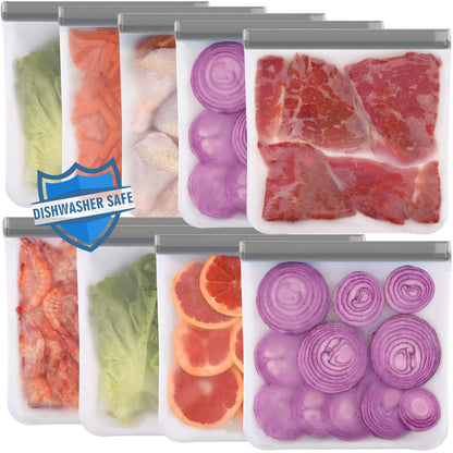 Lerine 6 Pack Reusable Gallon Freezer Bags Dishwasher Safe, BPA Free