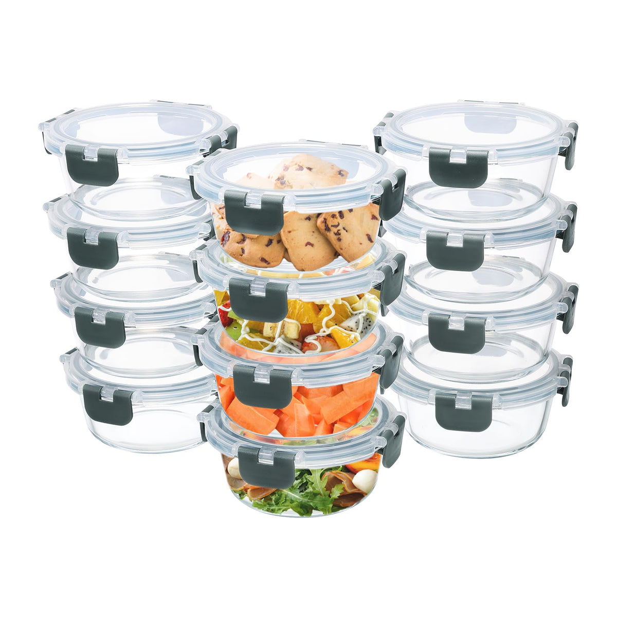 GULFLIN 24-Piece Small Glass Food Storage Containers with Lids Airtight