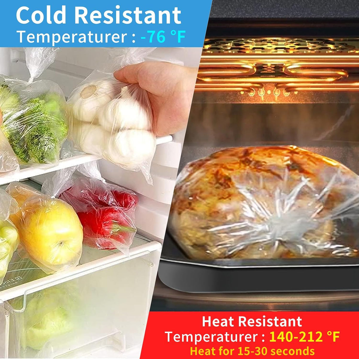 Food Bags, 14" X 20" Plastic Produce Bags Roll, Fresh-Keeping Clear Plastic Bags for Food, Fruit, Vegetable, Bread, Kitchen, freezer, Supermarket, 350 Produce Bags/Roll (1 Rolls)