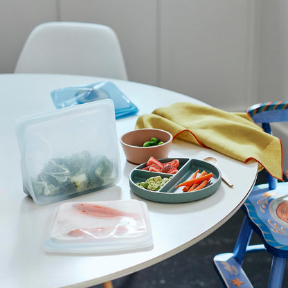 Stasher Reusable Silicone Food Storage Bag, Stand-Up Mid, Clear, 56 oz