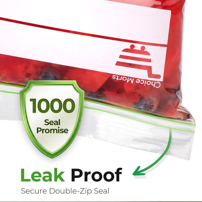 Baggies Variety Size Pack - 200 pcs, Leak Proof Freezer Bags