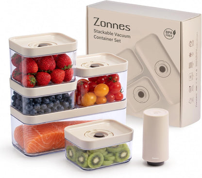 5pcs Vacuum Containers for Food Storage with Compact Vacuum Sealer