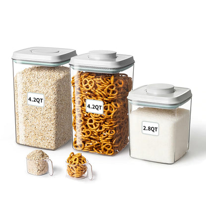 Ankou Airtight Food Storage Container with Pop Lid & 130ml Scoop, 4L/4.2qt *2 BPA-Free Cereal, Rice, Flour, Pasta & Snack Container, Stackable & Durable,Kitchen Pantry Organizer