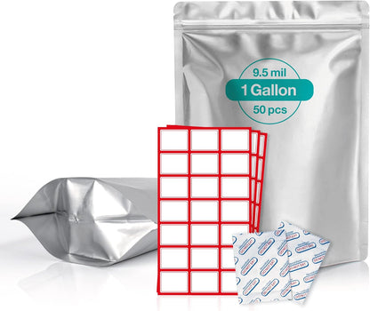 50 PCS 1 Gallon Mylar Bags for Long Term Food Storage