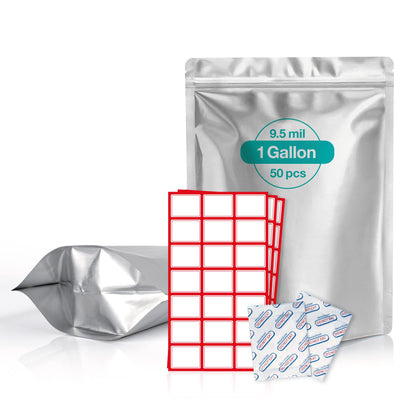 50 PCS 1 Gallon Mylar Bags for Long Term Food Storage