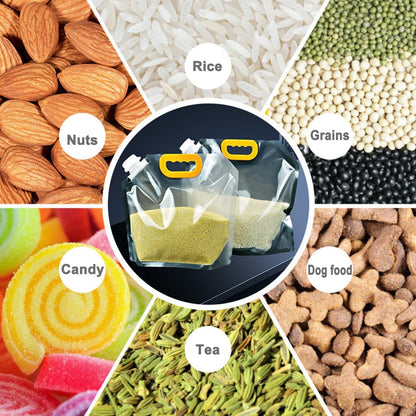 5PCS Airtight Grain Storage Bags with Handle, Reusable Rice Food Sealed Container, Moisture-Proof Dry Goods Sealing Stand-Up Leak Proof Prevent Liquid Spillage