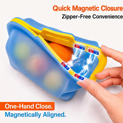 3 Pack Magnetic Seal Reusable Silicone Food Storage Bags, 68 fl oz, NUZEAK