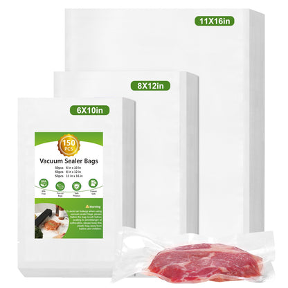 Vacuum Sealer Bags for Food Storage, 150pcs Precut Pint, Quart & Gallon