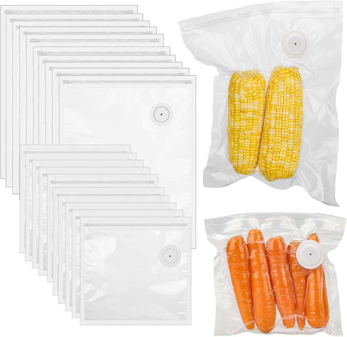 40PCS Vacuum Sealer Bags for Food with Air Valve, Reusable Sous Vide Bags (20 large+20 small)