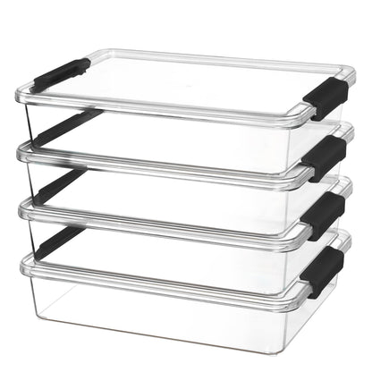 Vtopmart 4 Pack 6 Qt Plastic Storage Bins with Lids, Clear Sensory Bins