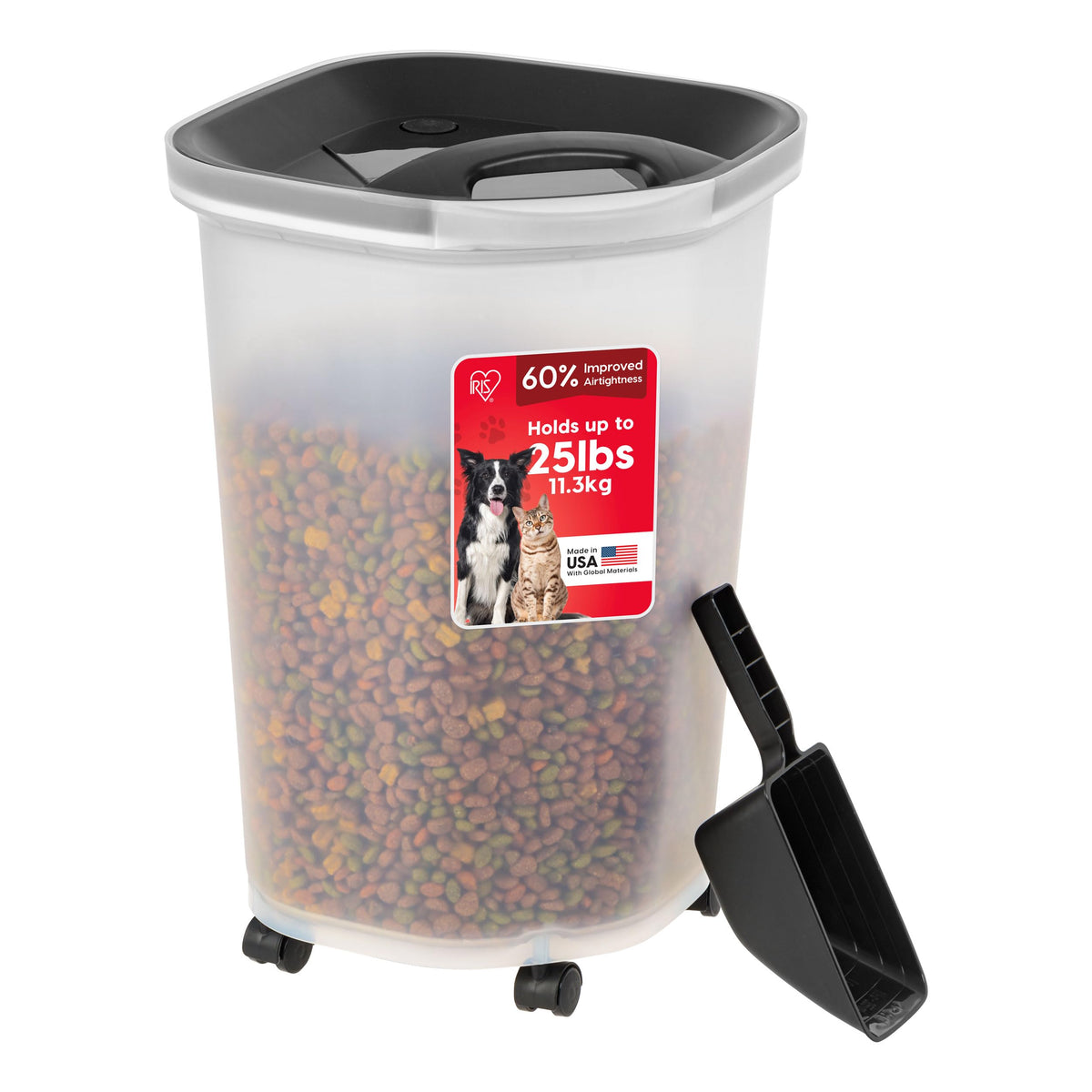 IRIS USA Dog Food Storage Container, Up to 54 lbs, Black, Made in USA