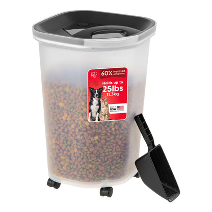 IRIS USA Dog Food Storage Container, Up to 54 lbs, Black, Made in USA