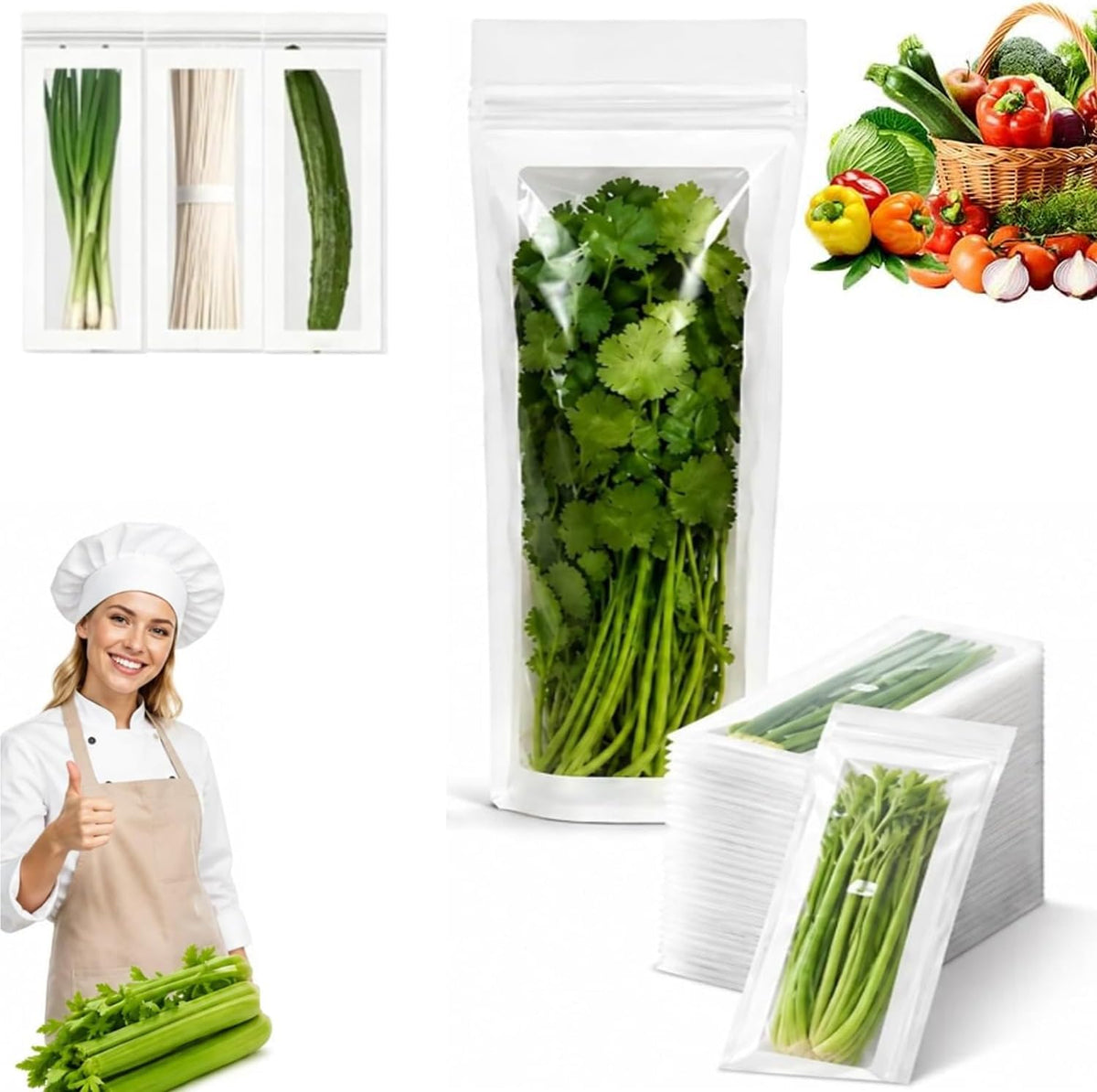 Thick Double Seal Food Storage Bags Long Sealed Bags For Vegetables (30)