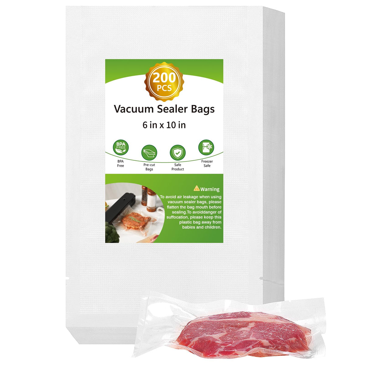 Vacuum Sealer Bags for Food Storage, 150pcs Precut Pint, Quart & Gallon