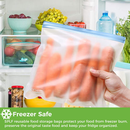 SPLF 12 Pack Dishwasher Safe Reusable Freezer Bags, Multicolor