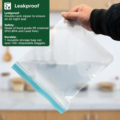SPLF 32 Pack Reusable Food Storage Bags Dishwasher Microwave Safe