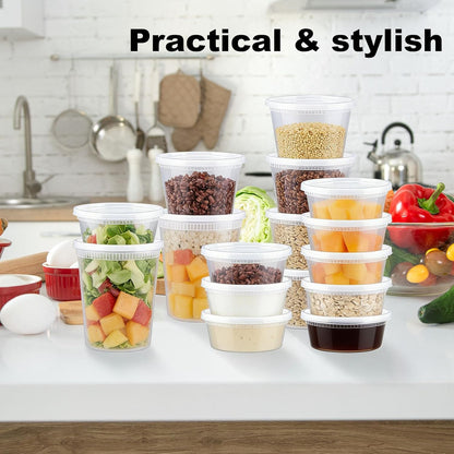 Clawsoff 60 Sets Deli Containers with Lids Disposable Plastic Food Storage