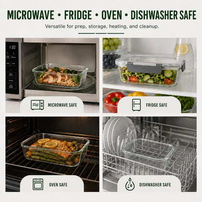10 Piece Glass Food Storage Containers with Lids, Meal Prep Containers Set