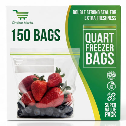 Baggies Variety Size Pack - 200 pcs, Leak Proof Freezer Bags
